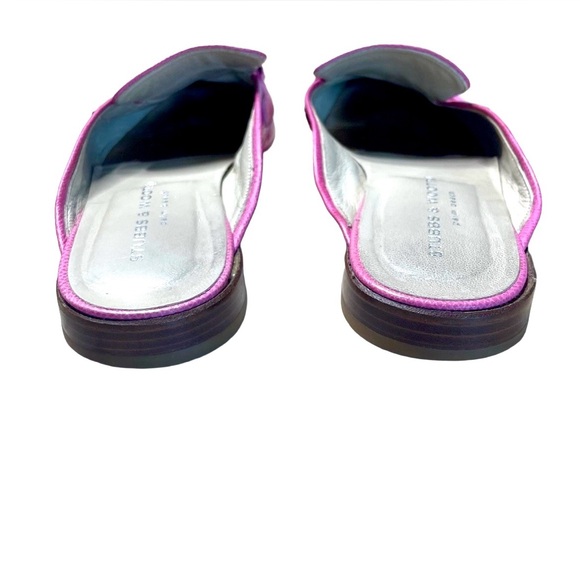 Stubbs & Wootton Pink Leather Mule Loafers Gold Chain Size 11 - Picture 7 of 11